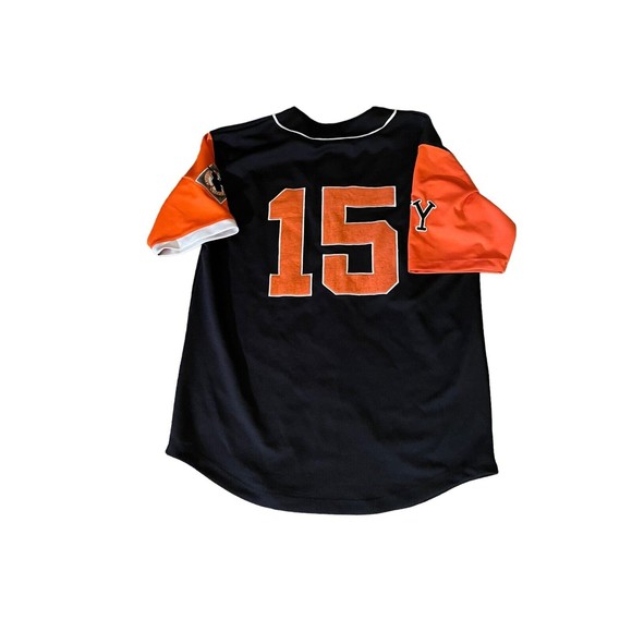 Boom X Sports Baseball New York Jersey Embroidered Black And Orange Size L - Picture 2 of 6